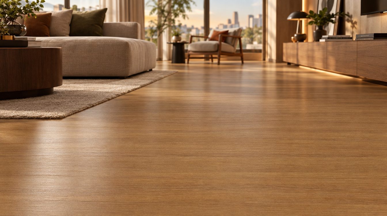 Sala com piso laminado Eucafloor Carvalho New